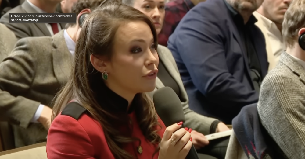 Fekete öves putyinista „újságíró” kérdezhetett Orbán Viktor sajtótájékoztatóján